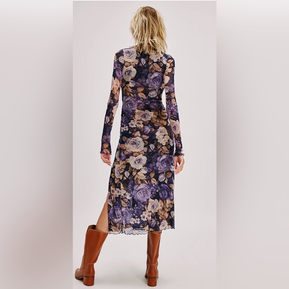 NWT Free People Gianni Mesh Maxi Dress in Denim Combo. Size Medium. - Picture 4 of 15